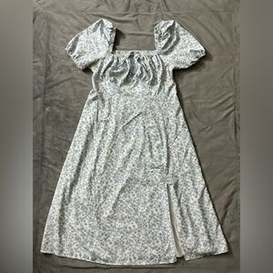 Cider Blue Cottagecore Floral Maxi Dress